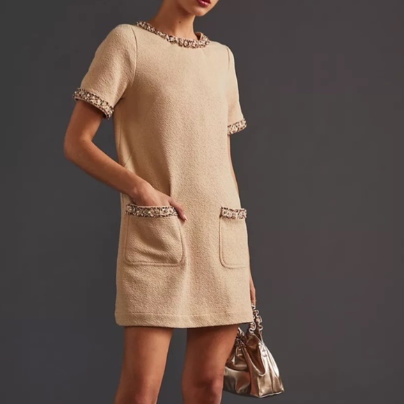 NWT Maeve Rhinestone Mod Shift Mini Dress MEDIUM - Picture 1 of 6